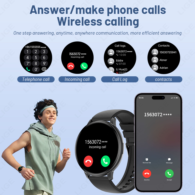 LIGE New 1.43 inches Bluetooth - Watches Ladies Smartwatch 评论和价格