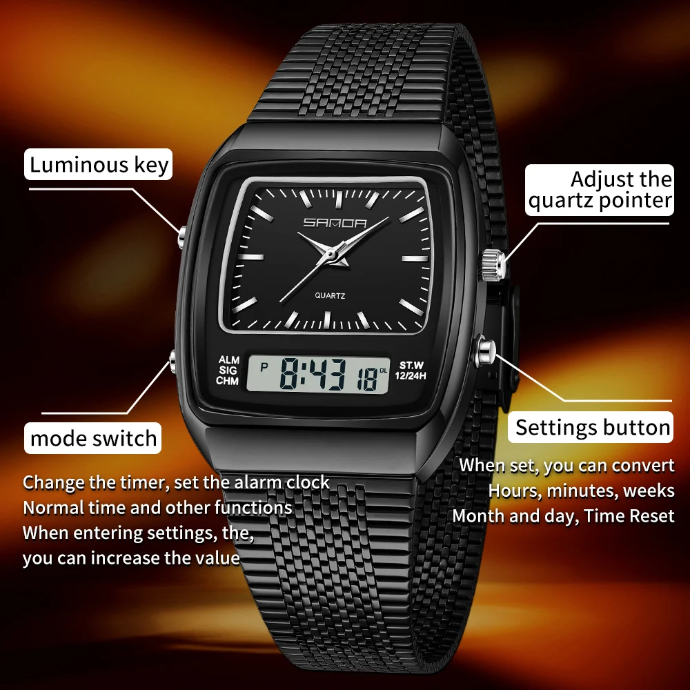 SANDA Watches Men Waterproof A - Timex Watches Smartwatch 评论和价格