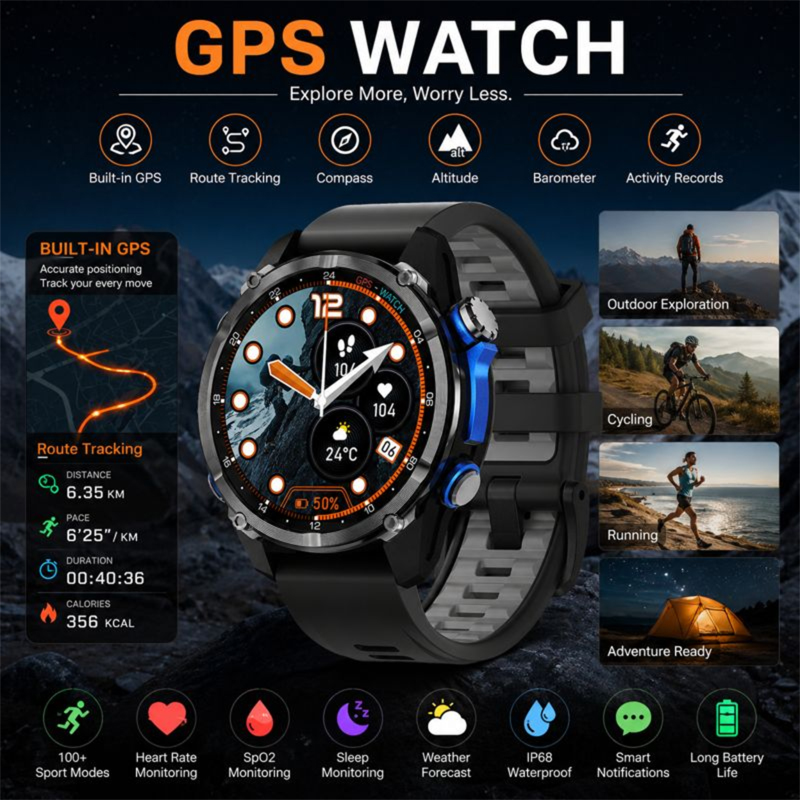 HD350 Pro Military Grade AGPS  - Altimeter Compass Watch 评论和价格